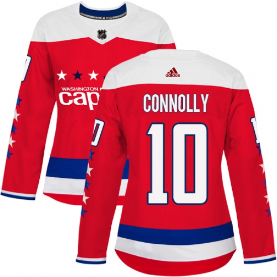 Women's Adidas Washington Capitals 10 Brett Connolly Authentic Red Alternate NHL Jersey