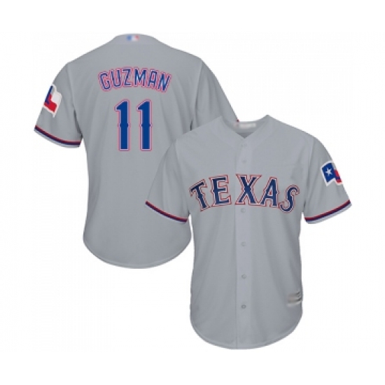 Men's Texas Rangers 11 Ronald Guzman Replica Grey Road Cool Base Baseball Jersey