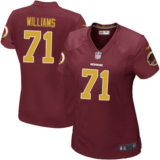 Women's Nike Washington Redskins 71 Trent Williams Game Burgundy Red/Gold Number Alternate 80TH Anniversary NFL Jersey