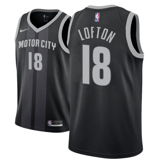 Men NBA 2018-19 Detroit Pistons 18 Zach Lofton City Edition Black Jersey