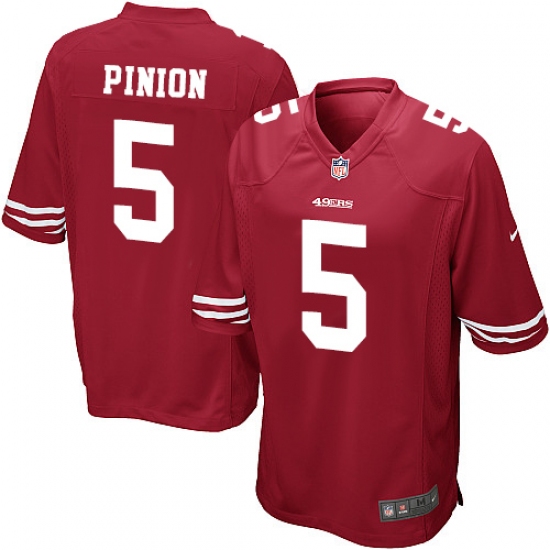 Men's Nike San Francisco 49ers 5 Bradley Pinion Game Red Team Color NFL Jersey