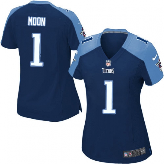 Women's Nike Tennessee Titans 1 Warren Moon Game Navy Blue Alternate NFL Jersey