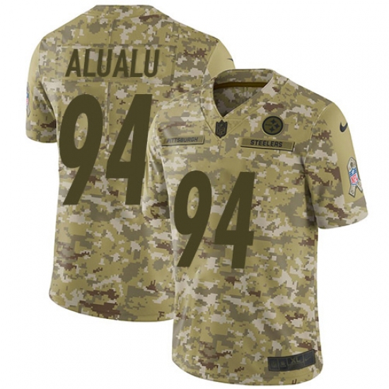 Youth Nike Pittsburgh Steelers 94 Tyson Alualu Limited Camo 2018 Salute to Service NFL Jersey