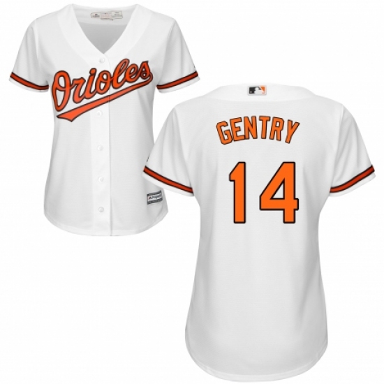 Women's Majestic Baltimore Orioles 14 Craig Gentry Replica White Home Cool Base MLB Jersey