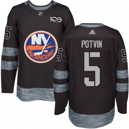 Men's Adidas New York Islanders 5 Denis Potvin Premier Black 1917-2017 100th Anniversary NHL Jersey