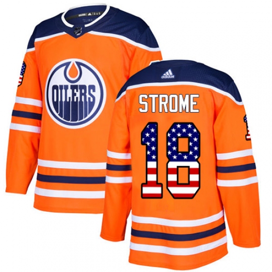 Men's Adidas Edmonton Oilers 18 Ryan Strome Authentic Orange USA Flag Fashion NHL Jersey