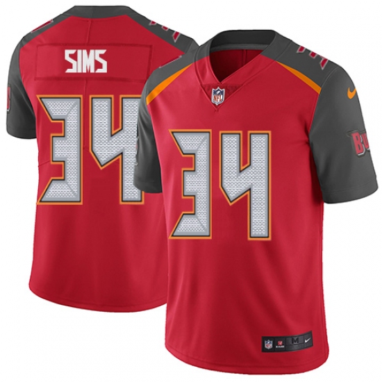 Men's Nike Tampa Bay Buccaneers 34 Charles Sims Red Team Color Vapor Untouchable Limited Player NFL Jersey