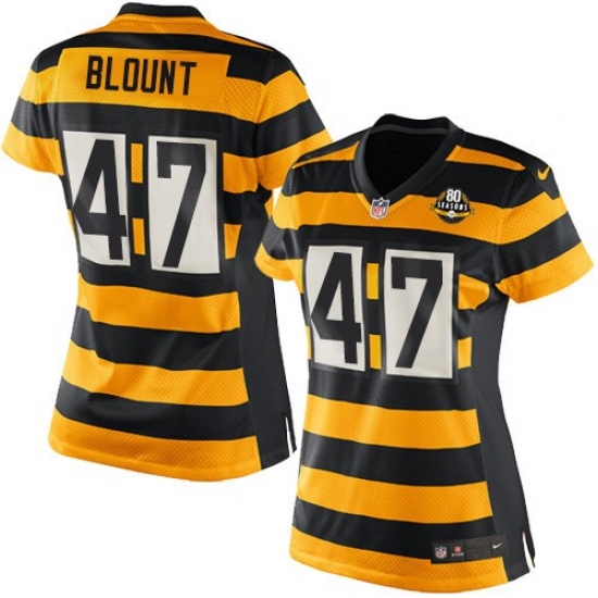 Women's Nike Pittsburgh Steelers 47 Mel Blount Game Yellow/Black Alternate 80TH Anniversary Throwback NFL Jersey