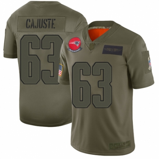 Youth New England Patriots 63 Yodny Cajuste Limited Camo 2019 Salute to Service Football Jersey