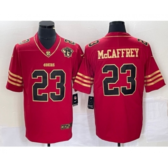 Men's Nike San Francisco 49ers 23 Christian McCaffrey Red 75th Golden Edition Stitched Limited Jersey