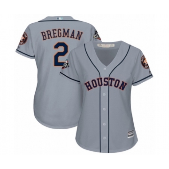 Women's Houston Astros 2 Alex Bregman Authentic Grey Road Cool Base 2019 World Series Bound Baseball Jersey