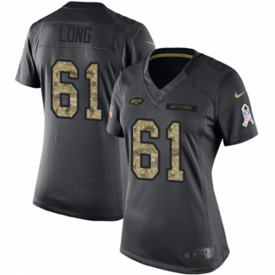 Women's Nike New York Jets 61 Spencer Long Limited Black 2016 Salute to Service NFL Jersey