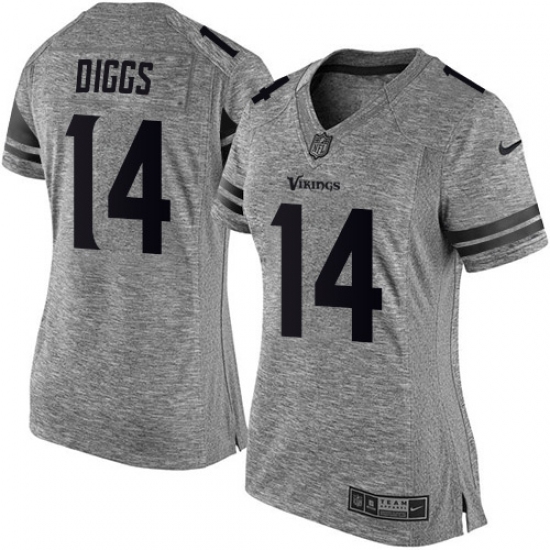 Women's Nike Minnesota Vikings 14 Stefon Diggs Limited Gray Gridiron NFL Jersey