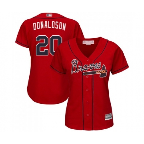 Women's Atlanta Braves 20 Josh Donaldson Replica Red Alternate Cool Base Baseball Jersey