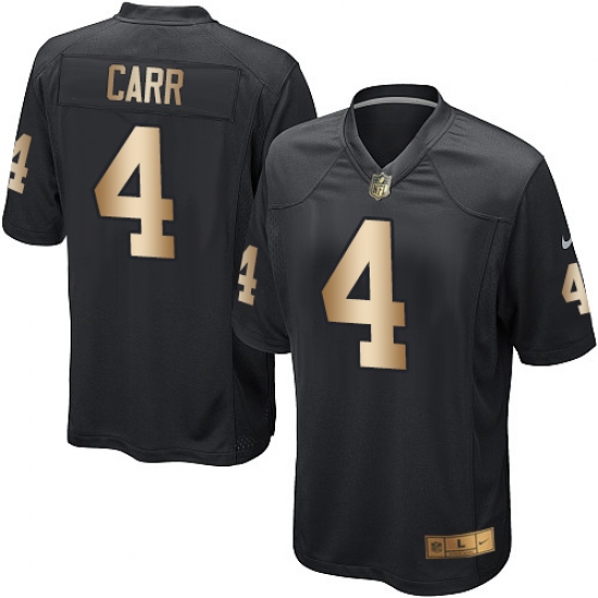 Youth Nike Oakland Raiders 4 Derek Carr Elite Black/Gold Team Color NFL Jersey