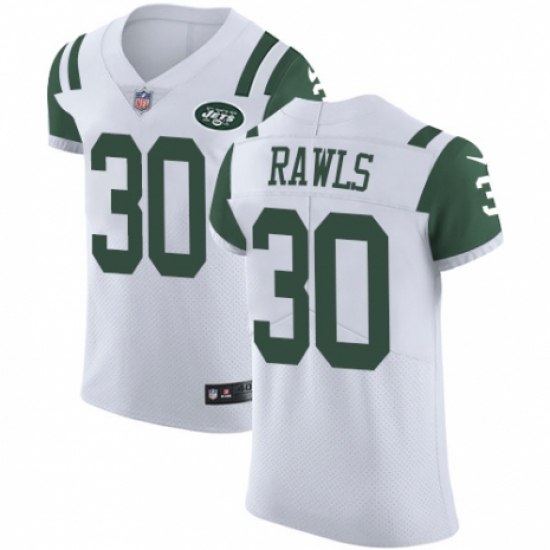 Men's Nike New York Jets 30 Thomas Rawls White Vapor Untouchable Elite Player NFL Jersey