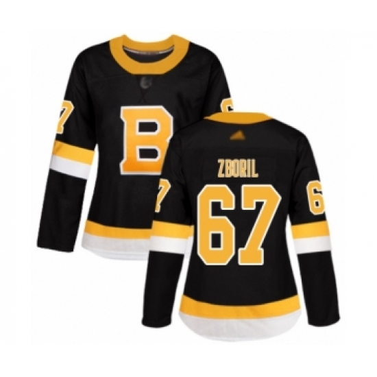 Women's Boston Bruins 67 Jakub Zboril Authentic Black Alternate Hockey Jersey