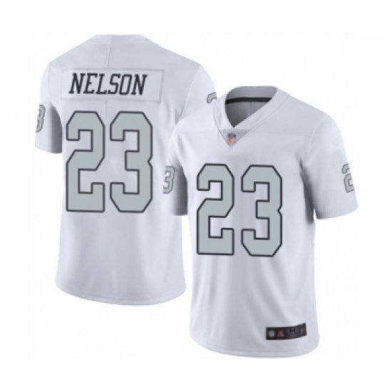 Youth Oakland Raiders 23 Nick Nelson Limited White Rush Vapor Untouchable Football Jersey