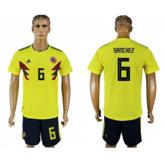 Colombia 6 Sanchez Home Soccer Country Jersey