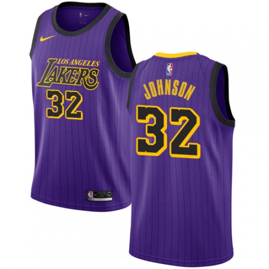 Youth Nike Los Angeles Lakers 32 Magic Johnson Swingman Purple NBA Jersey - City Edition