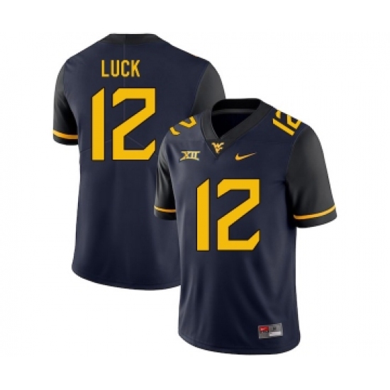 West Virginia Mountaineers 12 Oliver Luck Navy College Football Jersey