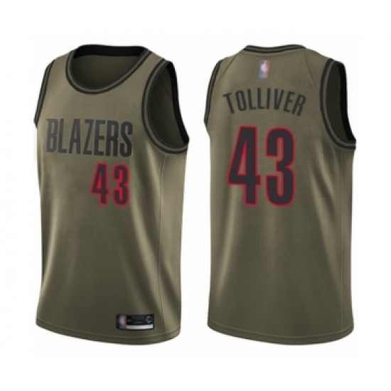 Men's Portland Trail Blazers 43 Anthony Tolliver Swingman Green Salute to Service Basketball Jersey