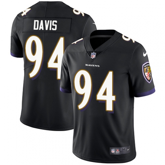 Men's Nike Baltimore Ravens 94 Carl Davis Black Alternate Vapor Untouchable Limited Player NFL Jersey