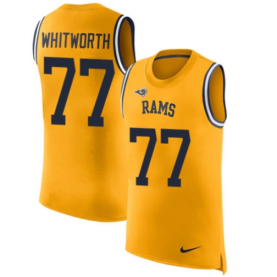Men's Nike Los Angeles Rams 77 Andrew Whitworth Limited Gold Rush Player Name & Number Tank Top NFL Jersey
