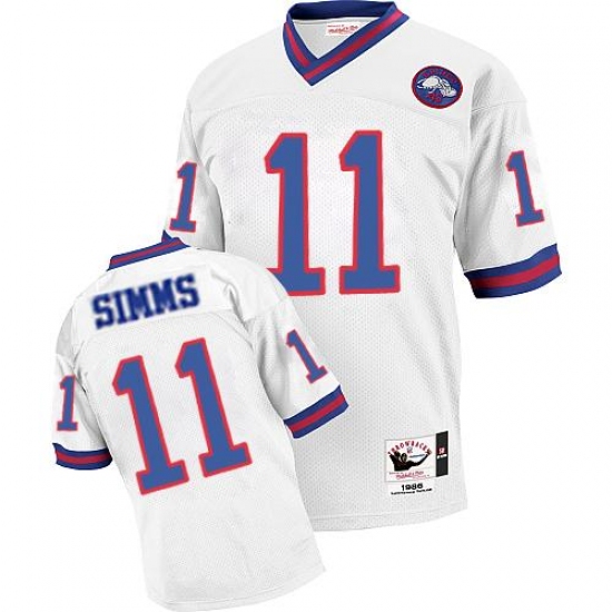 Mitchell and Ness New York Giants 11 Phil Simms White Authentic Throwback NFL Jersey