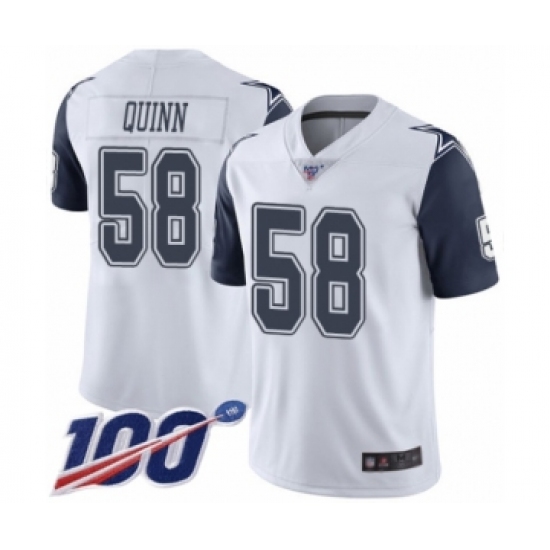 Men's Dallas Cowboys 58 Robert Quinn Limited White Rush Vapor Untouchable 100th Season Football Jersey