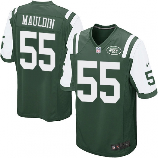 Men's Nike New York Jets 55 Lorenzo Mauldin Game Green Team Color NFL Jersey