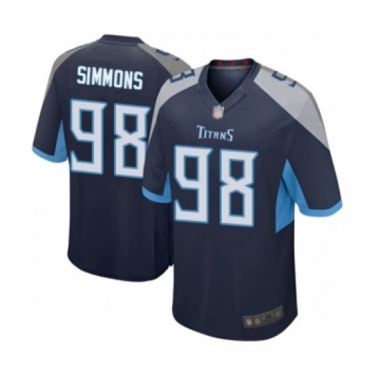 Men's Tennessee Titans 98 Jeffery Simmons Game Navy Blue Team Color Football Jersey