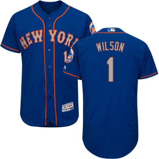 Men's Majestic New York Mets 1 Mookie Wilson Royal/Gray Alternate Flex Base Authentic Collection MLB Jersey