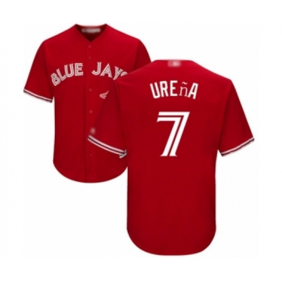 Youth Toronto Blue Jays 7 Richard Urena Authentic Scarlet Alternate Baseball Player Jersey