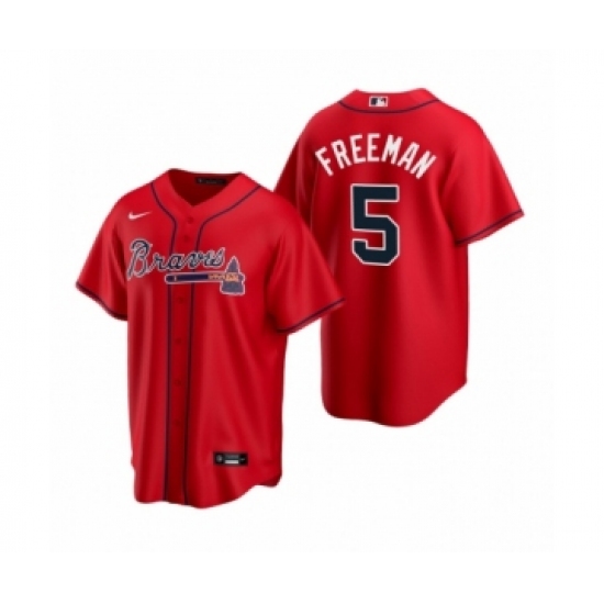 Youth Atlanta Braves 5 Freddie Freeman Nike Red 2020 Replica Alternate Jersey