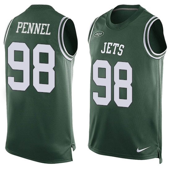 Men's Nike New York Jets 98 Mike Pennel Limited Green Player Name & Number Tank Top NFL Jersey