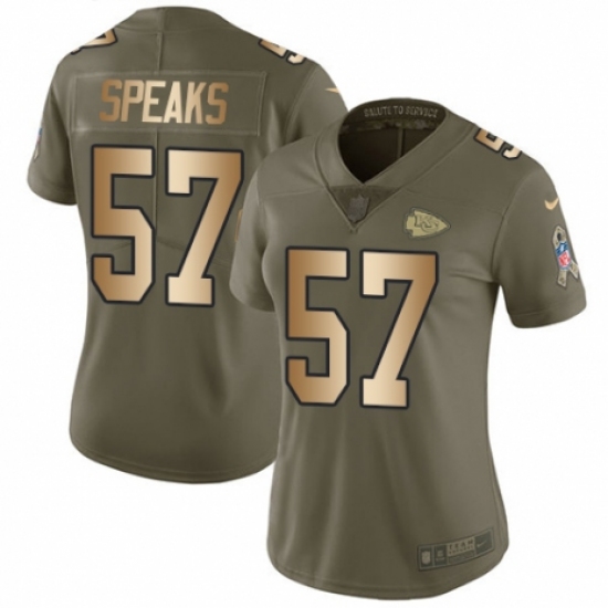 Women's Nike Kansas City Chiefs 57 Breeland Speaks Limited Olive/Gold 2017 Salute to Service NFL Jersey