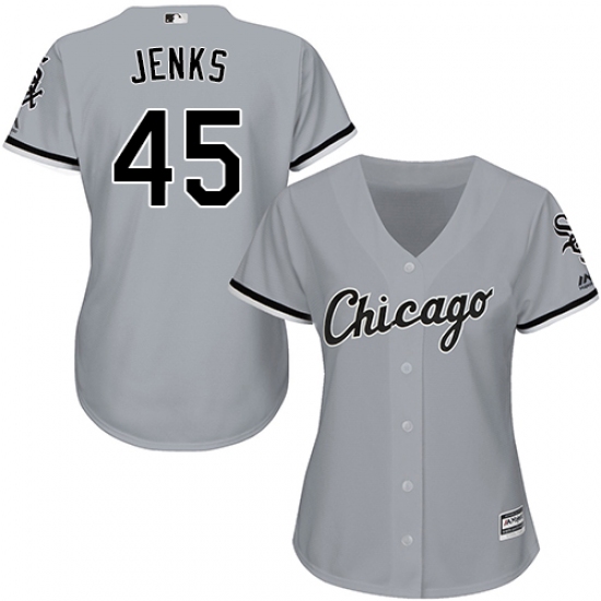 Women's Majestic Chicago White Sox 45 Bobby Jenks Authentic Grey Road Cool Base MLB Jersey
