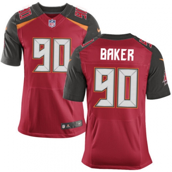 Men's Nike Tampa Bay Buccaneers 90 Chris Baker Elite Red Team Color NFL Jersey - Click Image to Close