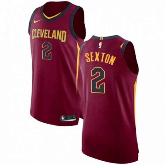 Men's Nike Cleveland Cavaliers 2 Collin Sexton Authentic Maroon NBA Jersey - Icon Edition