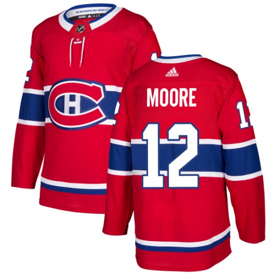 Men's Adidas Montreal Canadiens 12 Dickie Moore Premier Red Home NHL Jersey