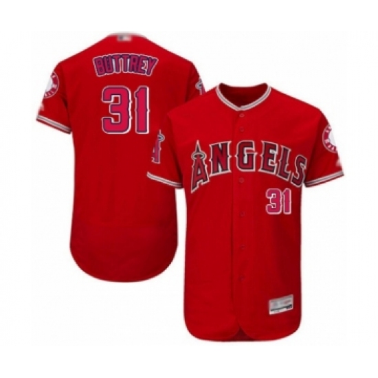 Men's Los Angeles Angels of Anaheim 31 Ty Buttrey Red Alternate Flex Base Authentic Collection Baseball Player Jersey