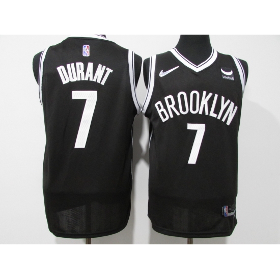 Men's Brooklyn Nets 7 Kevin Durant Black 75th Anniversary Diamond Stitched Jersey