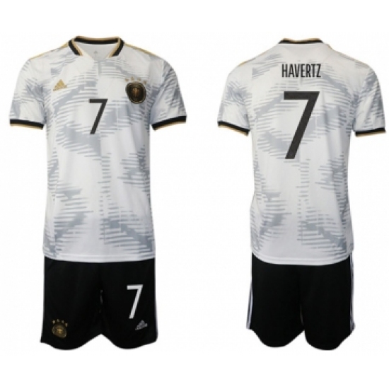 Men's Germany 7 Havertz White Home Soccer Jersey Suit