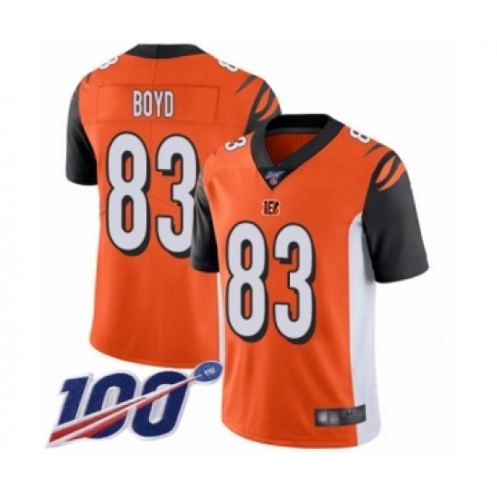 Men's Cincinnati Bengals 83 Tyler Boyd Orange Alternate Vapor Untouchable Limited Player 100th Season Football Jersey