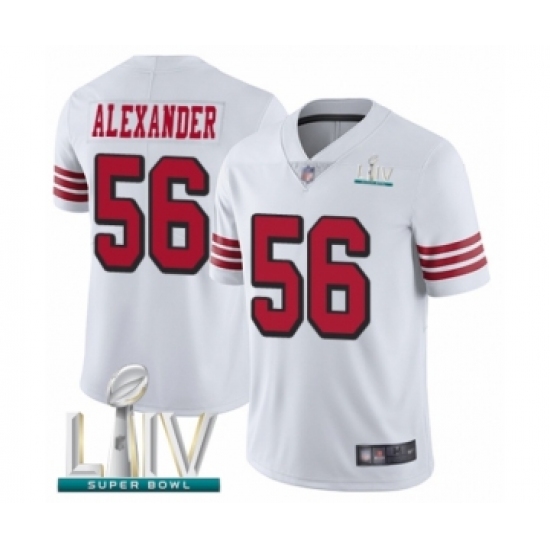 Youth San Francisco 49ers 56 Kwon Alexander Limited White Rush Vapor Untouchable Super Bowl LIV Bound Football Jersey