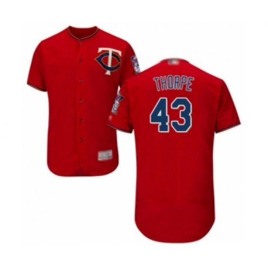Men's Minnesota Twins 43 Lewis Thorpe Authentic Scarlet Alternate Flex Base Authentic Collection Baseball Player Jersey