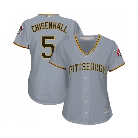 Women's Pittsburgh Pirates 5 Lonnie Chisenhall Replica Grey Road Cool Base Baseball Jersey