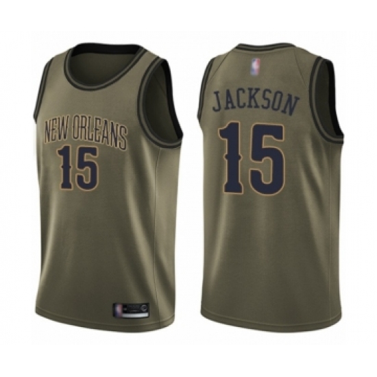 Youth New Orleans Pelicans 15 Frank Jackson Swingman Green Salute to Service Basketball Jersey