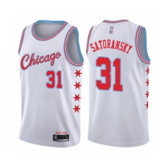 Youth Chicago Bulls 31 Tomas Satoransky Swingman White Basketball Jersey - City Edition